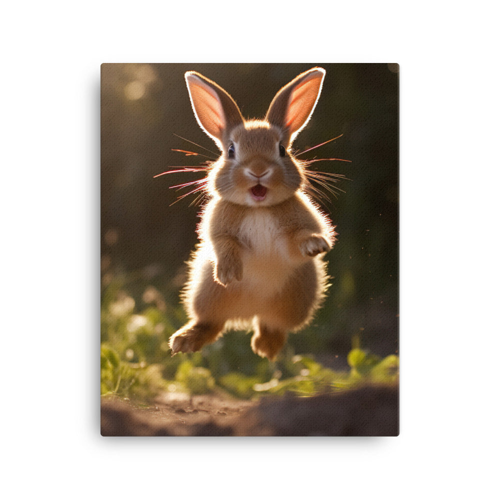 Dutch Bunny Enjoying a Playful Hop Canvas - PosterfyAI.com
