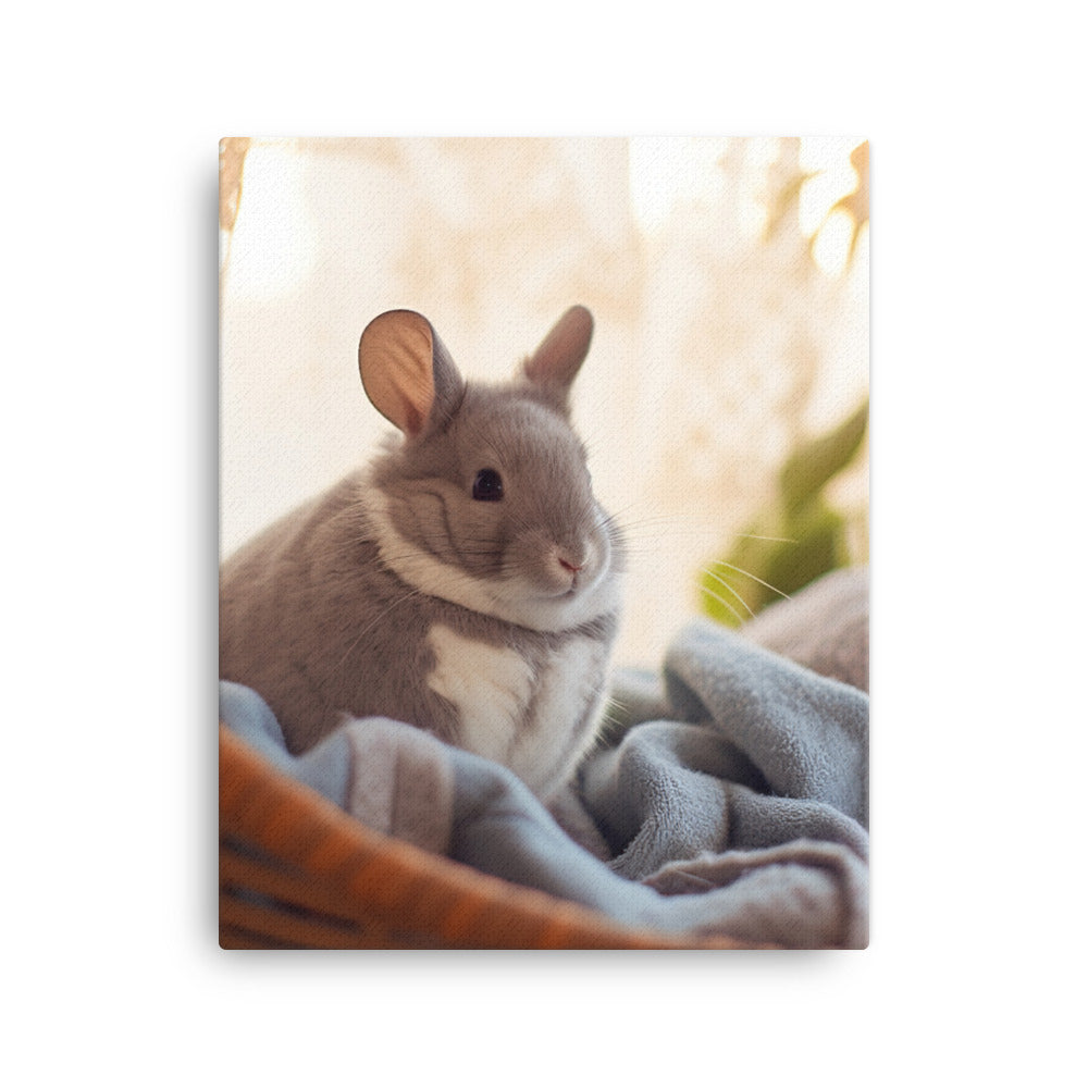 Chinchilla Bunny in a Cozy Setting Canvas - PosterfyAI.com