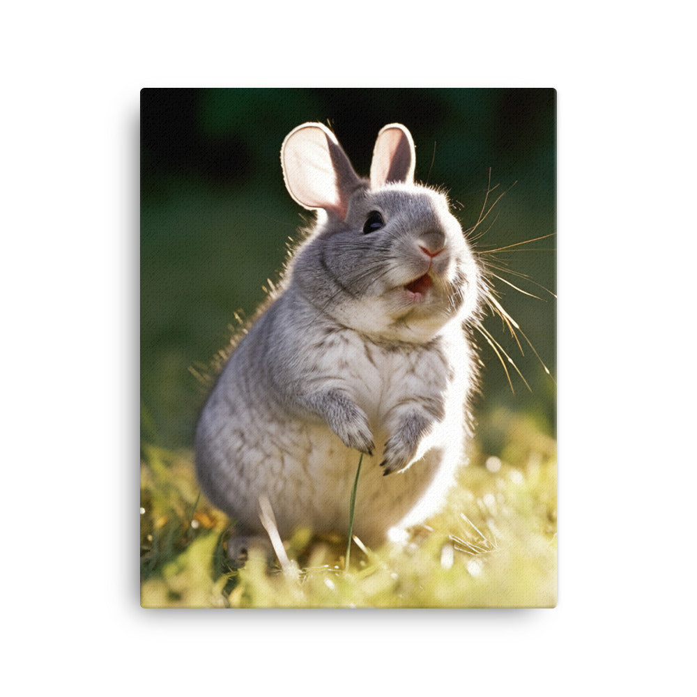 Chinchilla Bunny Enjoying a Playful Hop Canvas - PosterfyAI.com