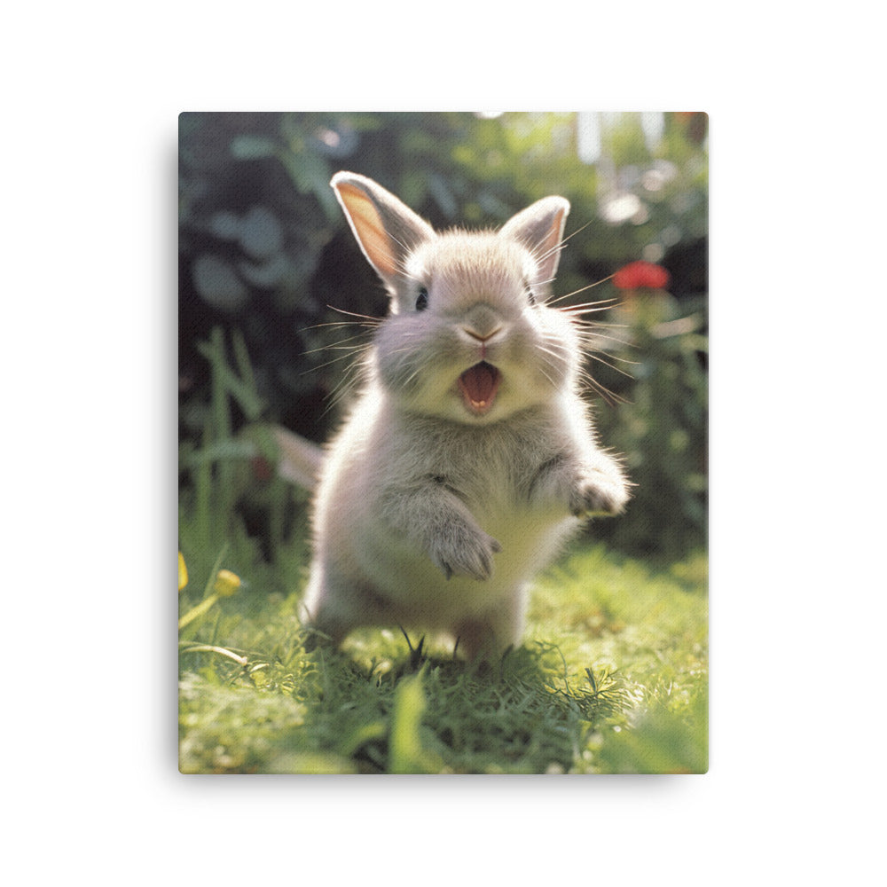 Britannia Petite Bunny Enjoying a Playful Hop Canvas - PosterfyAI.com