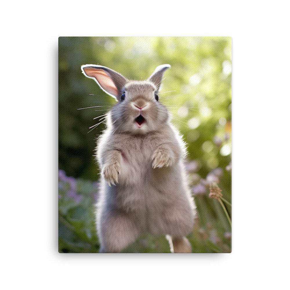 Britannia Petite Bunny Enjoying a Playful Hop Canvas - PosterfyAI.com
