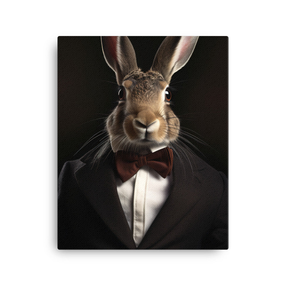 Belgian Hare with a Fashionable Pose Canvas - PosterfyAI.com