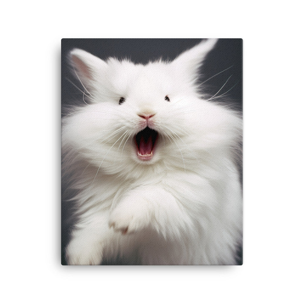 Angora Bunny with a Playful Expression Canvas - PosterfyAI.com