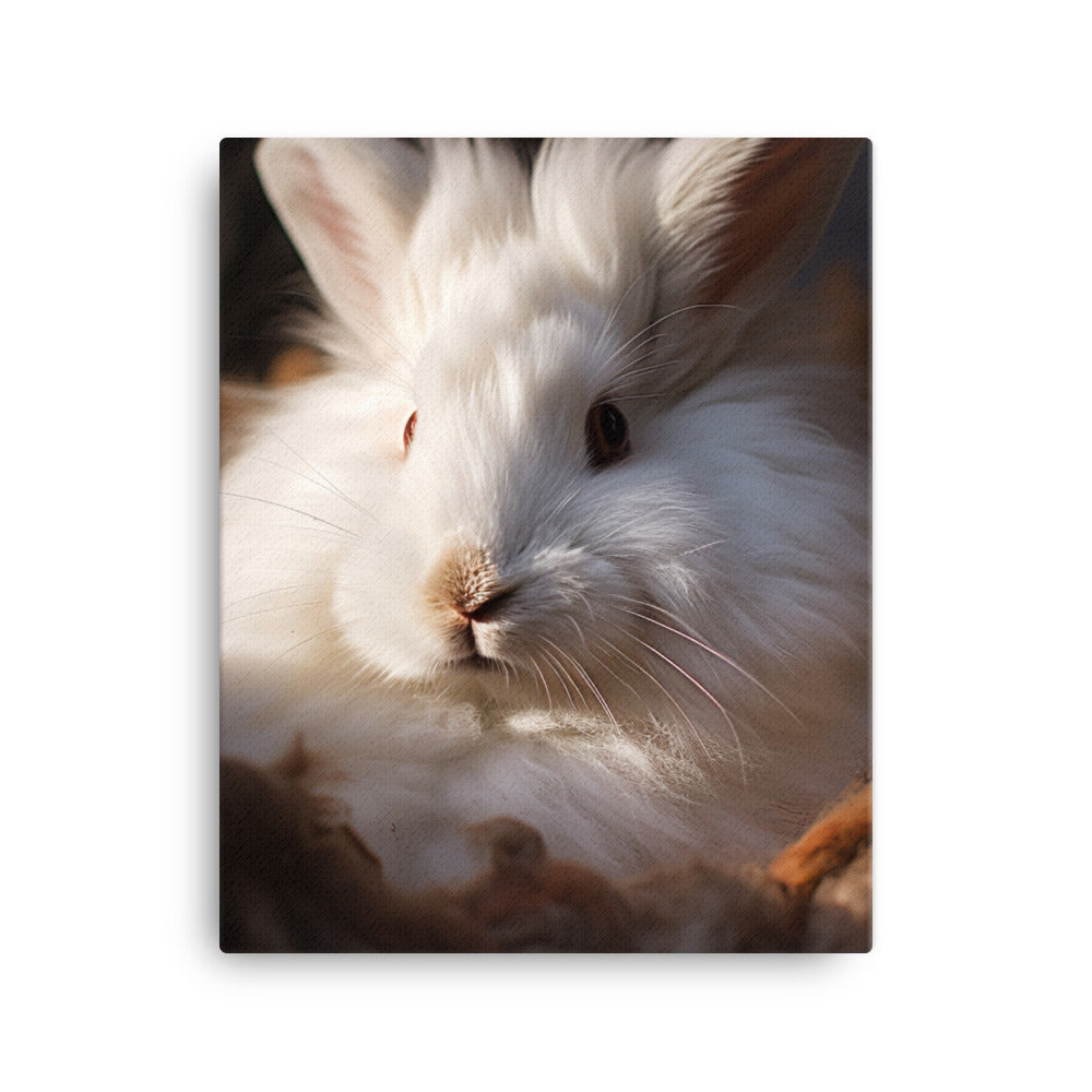 Angora Bunny in a Cozy Setting Canvas - PosterfyAI.com