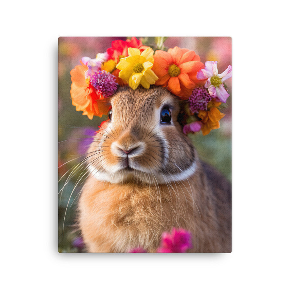 American Bunny with a Crown Canvas - PosterfyAI.com