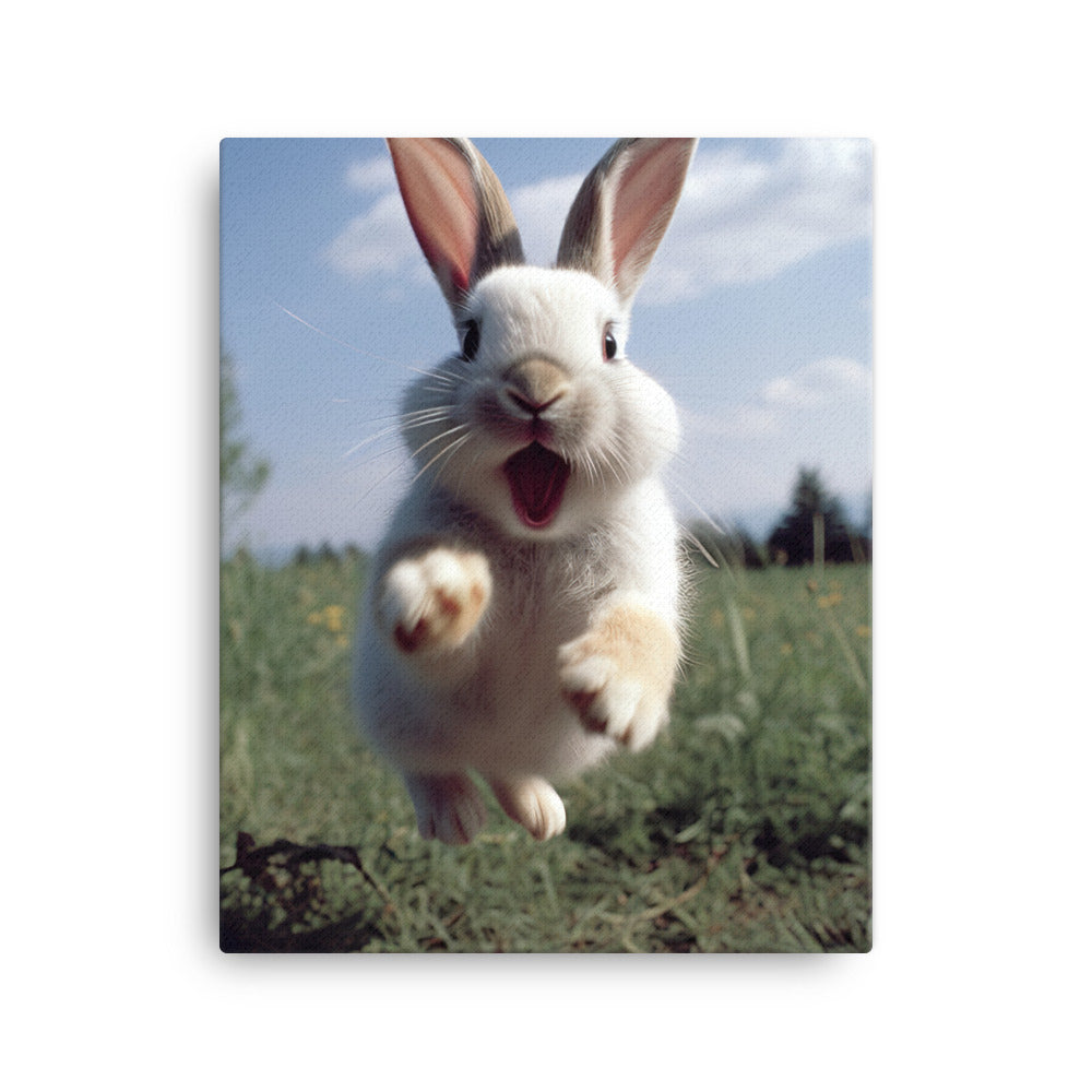 American Bunny Enjoying a Playful Hop Canvas - PosterfyAI.com