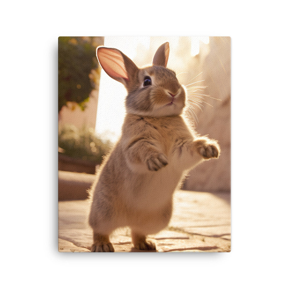 American Bunny Enjoying a Playful Hop Canvas - PosterfyAI.com