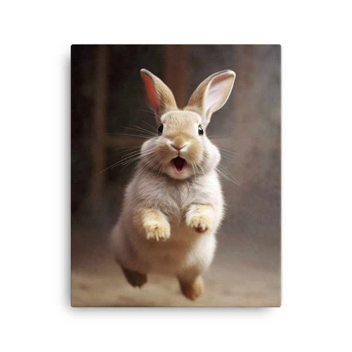 American Bunny Enjoying a Playful Hop Canvas - PosterfyAI.com