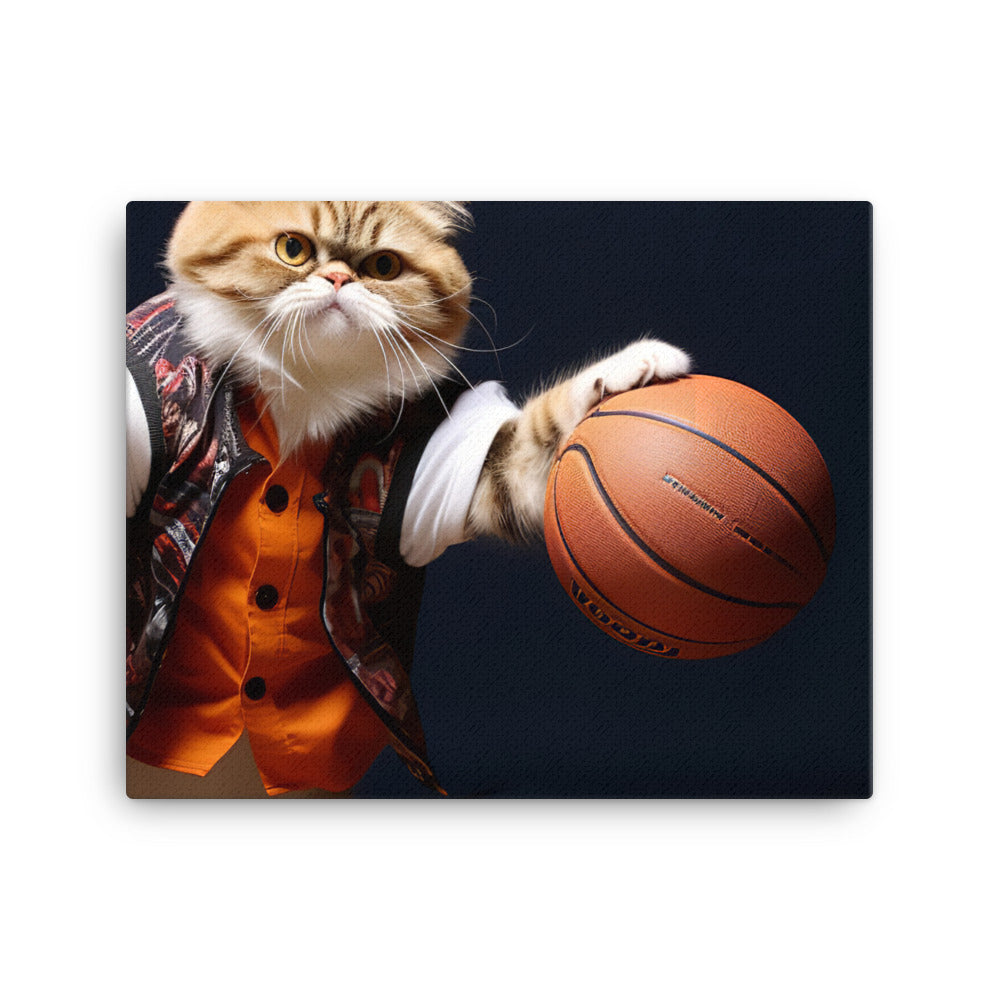 Exotic Shorthair BasketBall Player Canvas - PosterfyAI.com