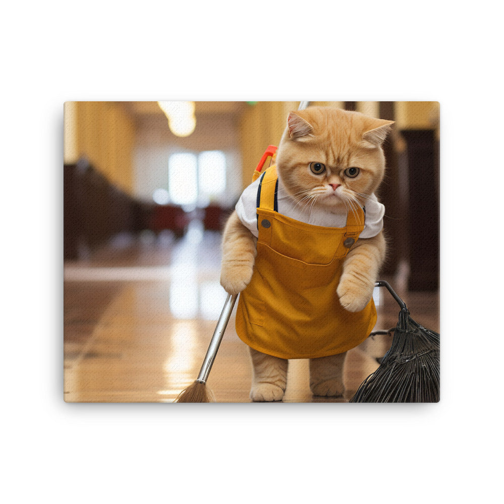 Exotic Shorthair Janitor Canvas - PosterfyAI.com