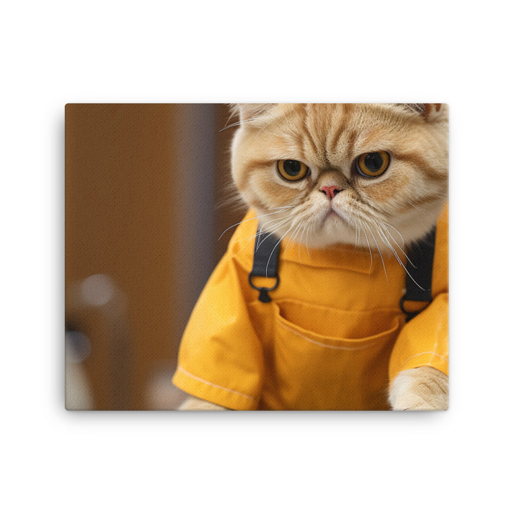 Exotic Shorthair Janitor Canvas - PosterfyAI.com