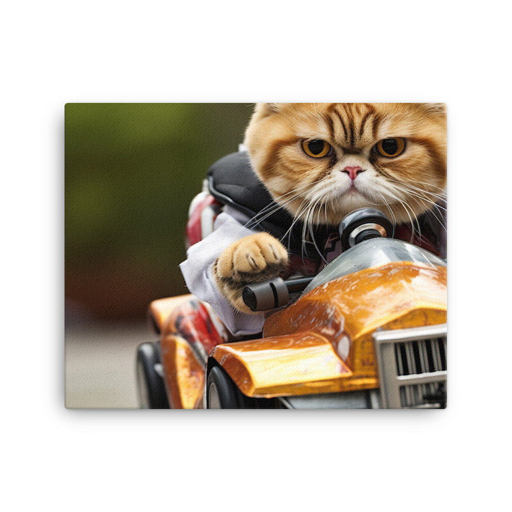 Exotic Shorthair Motorsport Athlete Canvas - PosterfyAI.com