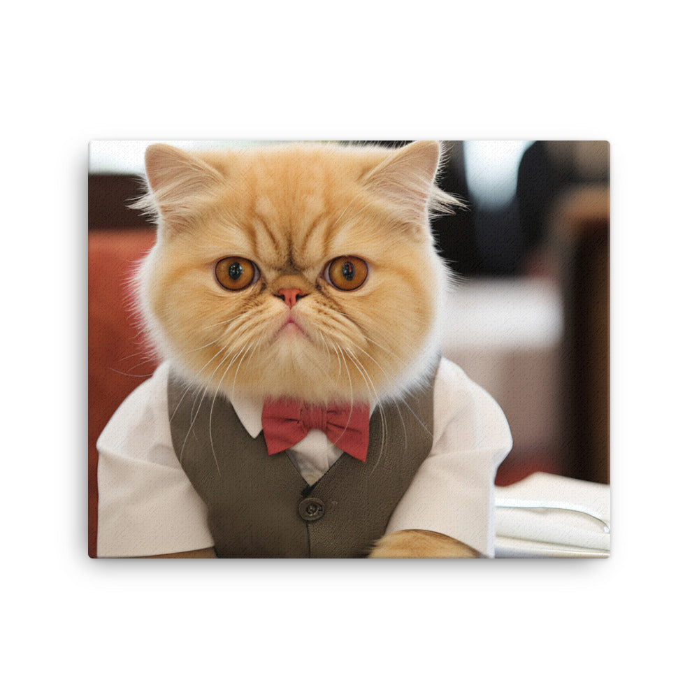 Exotic Shorthair Hotel Staff Canvas - PosterfyAI.com