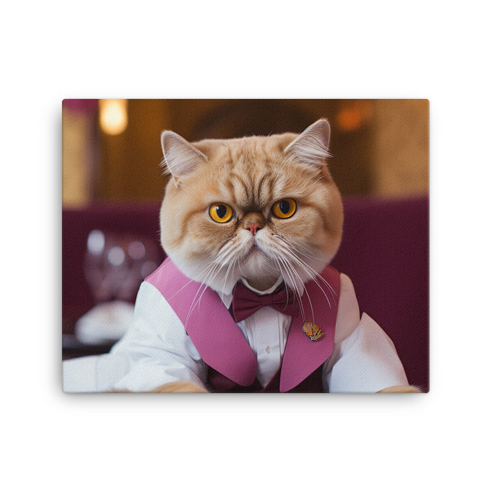 Exotic Shorthair Hotel Staff Canvas - PosterfyAI.com