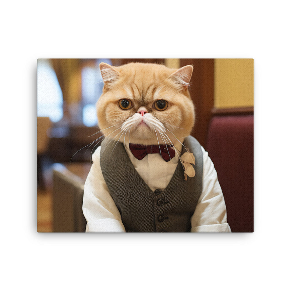 Exotic Shorthair Hotel Staff Canvas - PosterfyAI.com