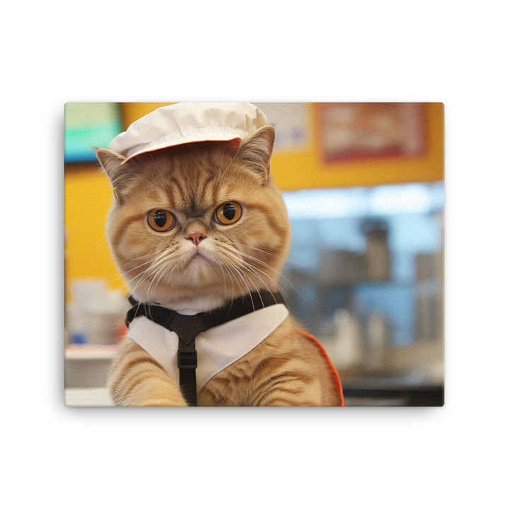 Exotic Shorthair Fast Food Crew Canvas - PosterfyAI.com