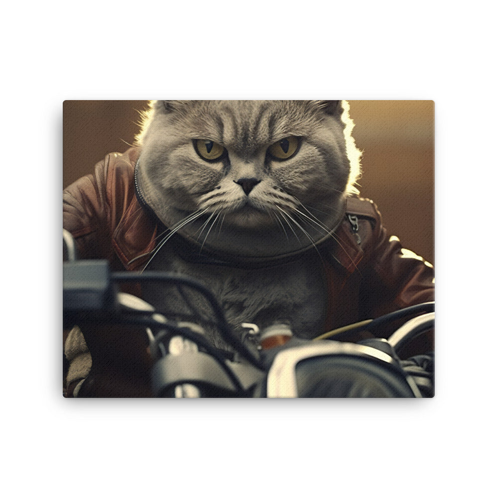 British Shorthair Superbike Athlete Canvas - PosterfyAI.com