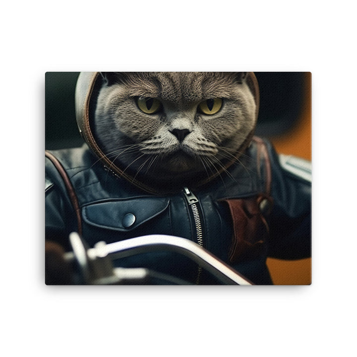 British Shorthair Superbike Athlete Canvas - PosterfyAI.com