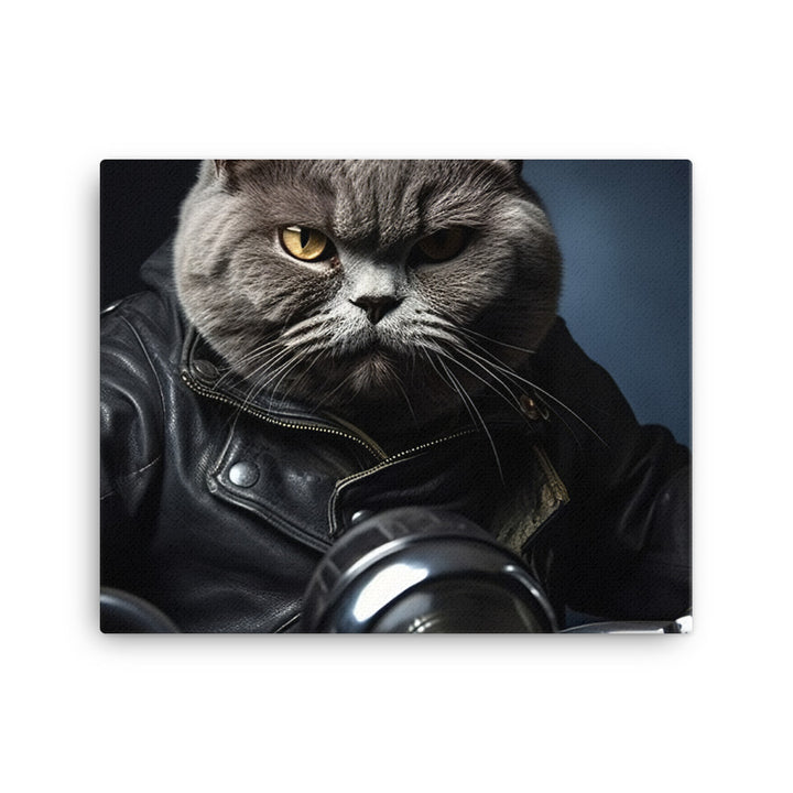 British Shorthair Superbike Athlete Canvas - PosterfyAI.com