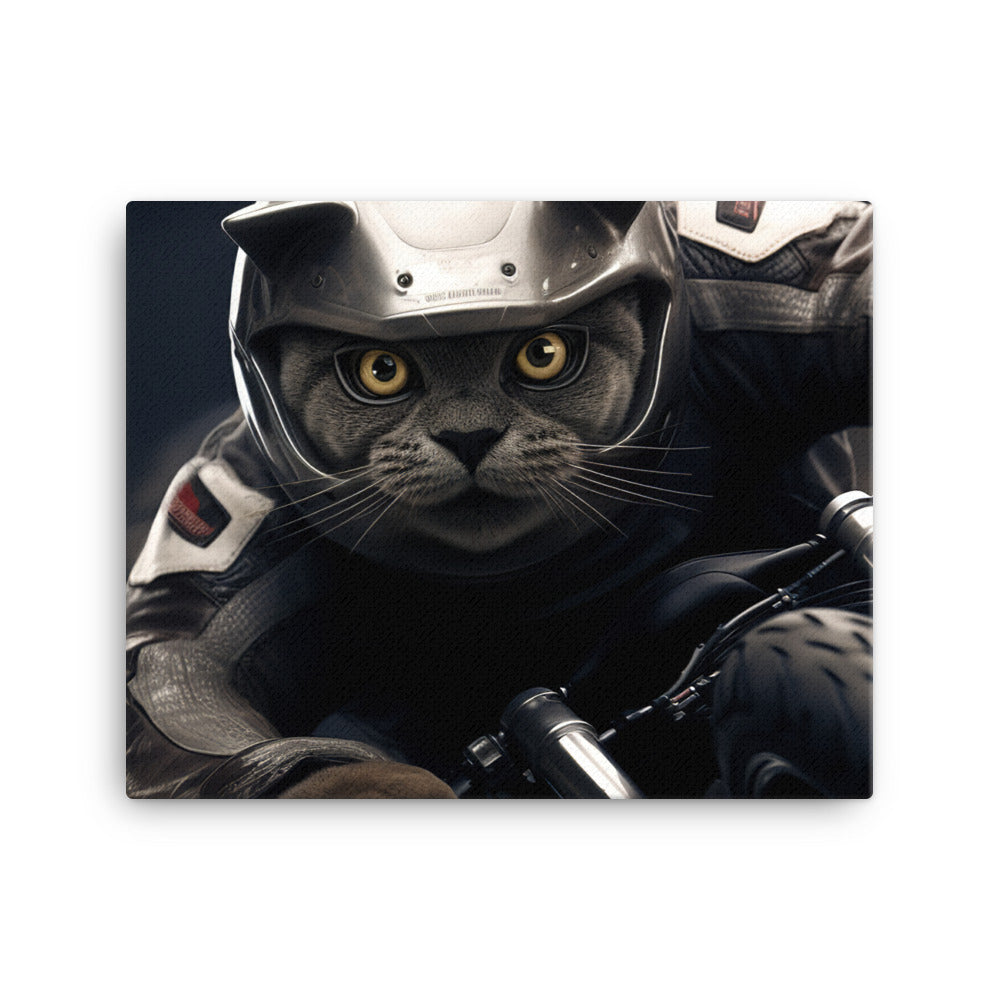 British Shorthair Superbike Athlete Canvas - PosterfyAI.com