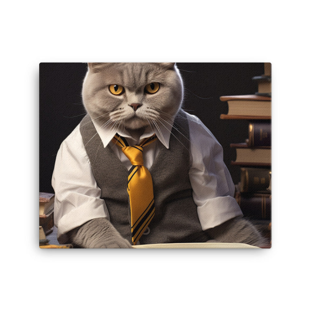 British Shorthair Student Canvas - PosterfyAI.com