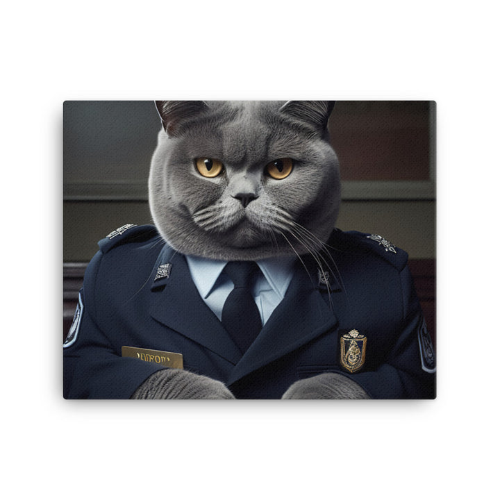 British Shorthair Security Officer Canvas - PosterfyAI.com