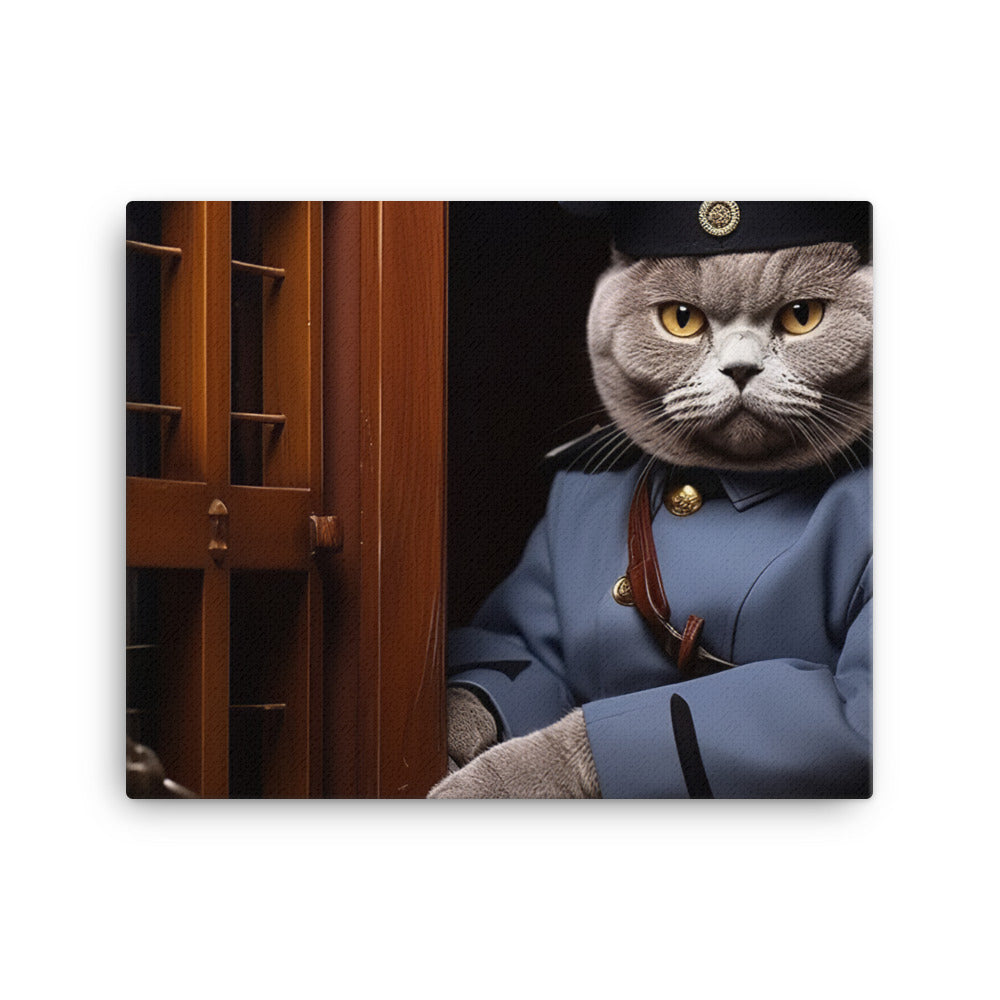 British Shorthair Prison Officer Canvas - PosterfyAI.com