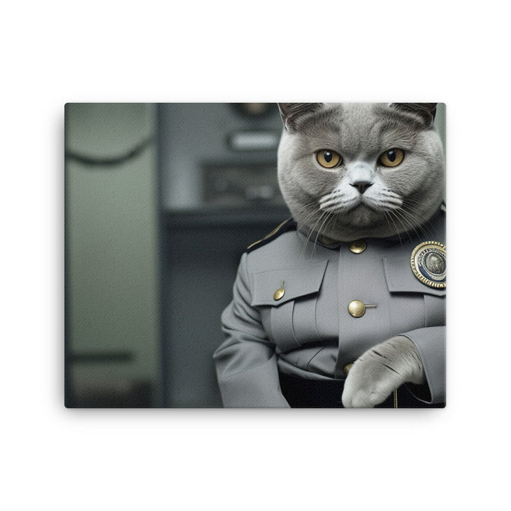 British Shorthair Prison Officer Canvas - PosterfyAI.com