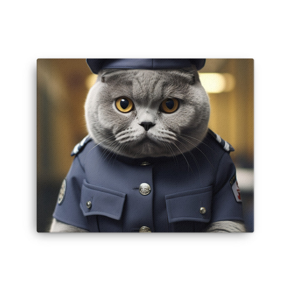 British Shorthair Prison Officer Canvas - PosterfyAI.com