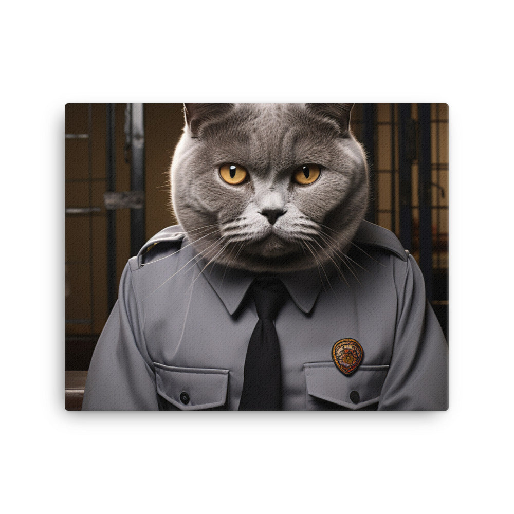 British Shorthair Prison Officer Canvas - PosterfyAI.com