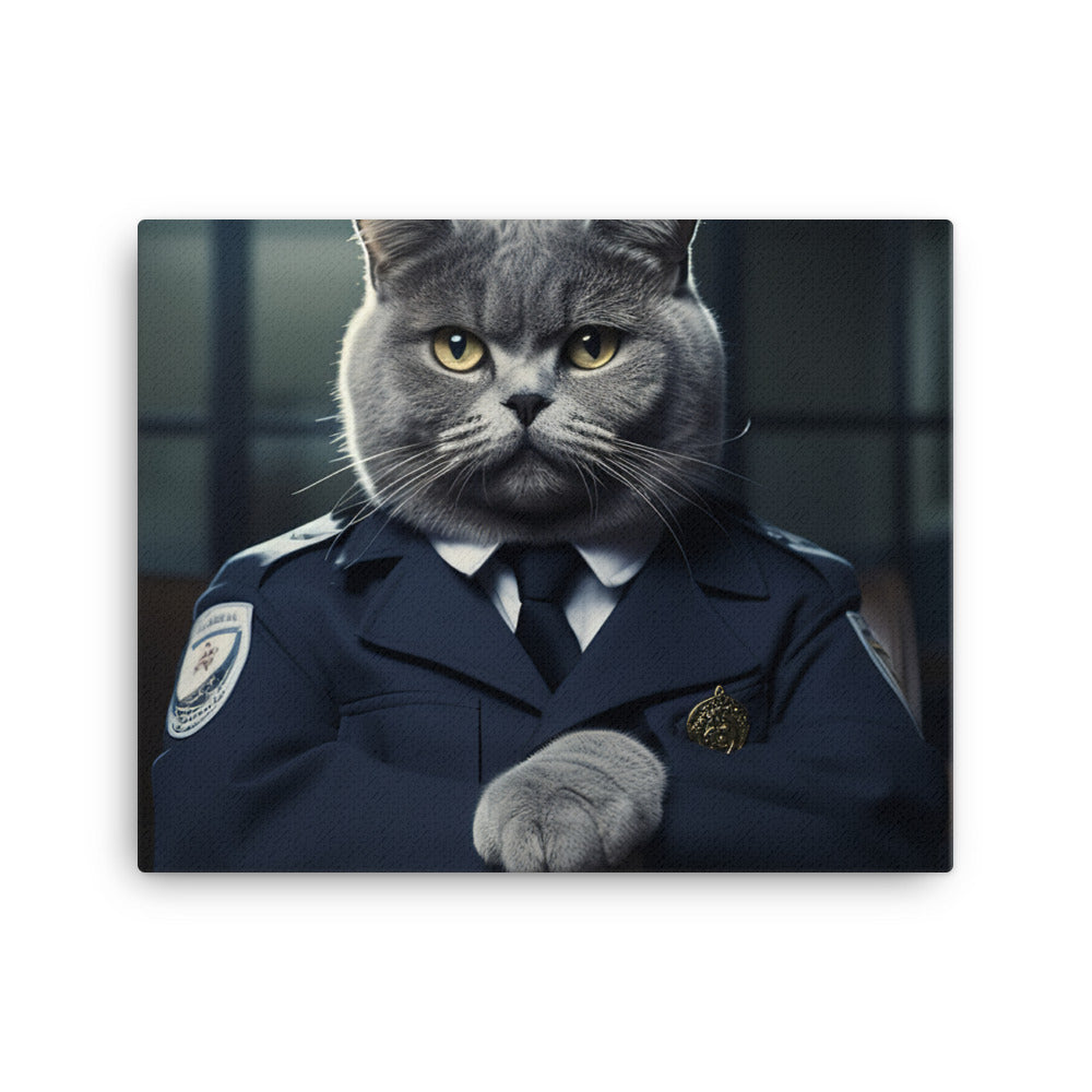 British Shorthair Prison Officer Canvas - PosterfyAI.com