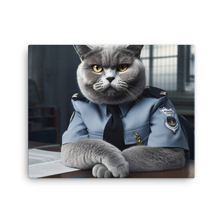 British Shorthair Prison Officer Canvas - PosterfyAI.com