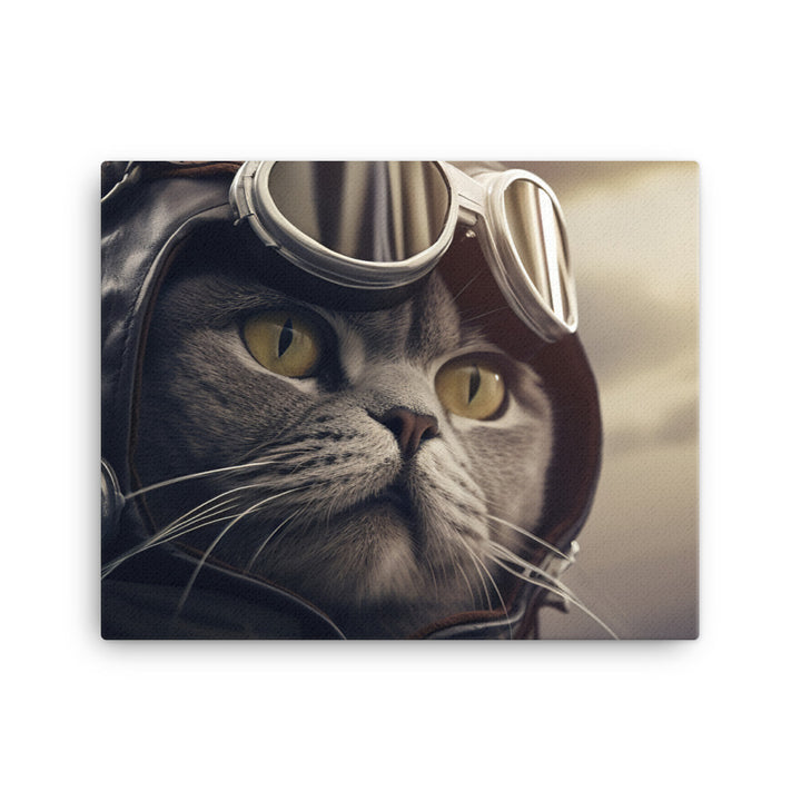 British Shorthair Pilot Canvas - PosterfyAI.com