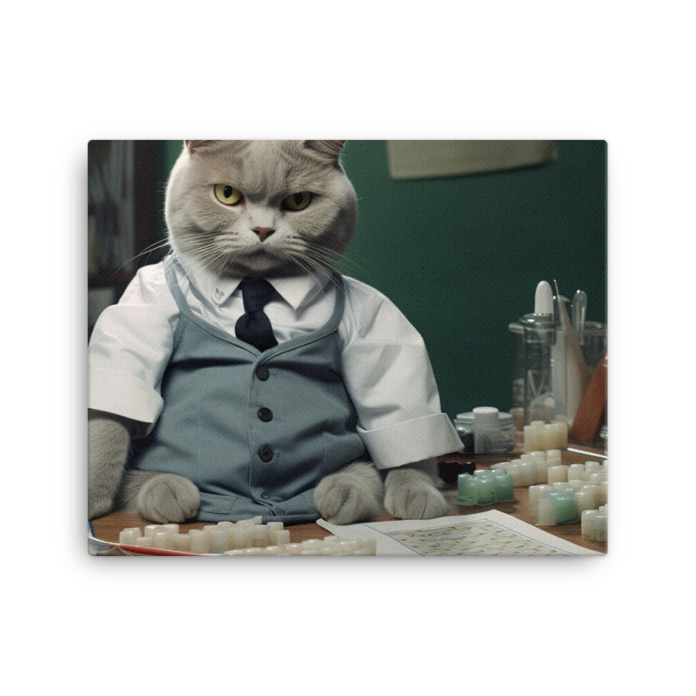 British Shorthair Pharmacist Canvas - PosterfyAI.com