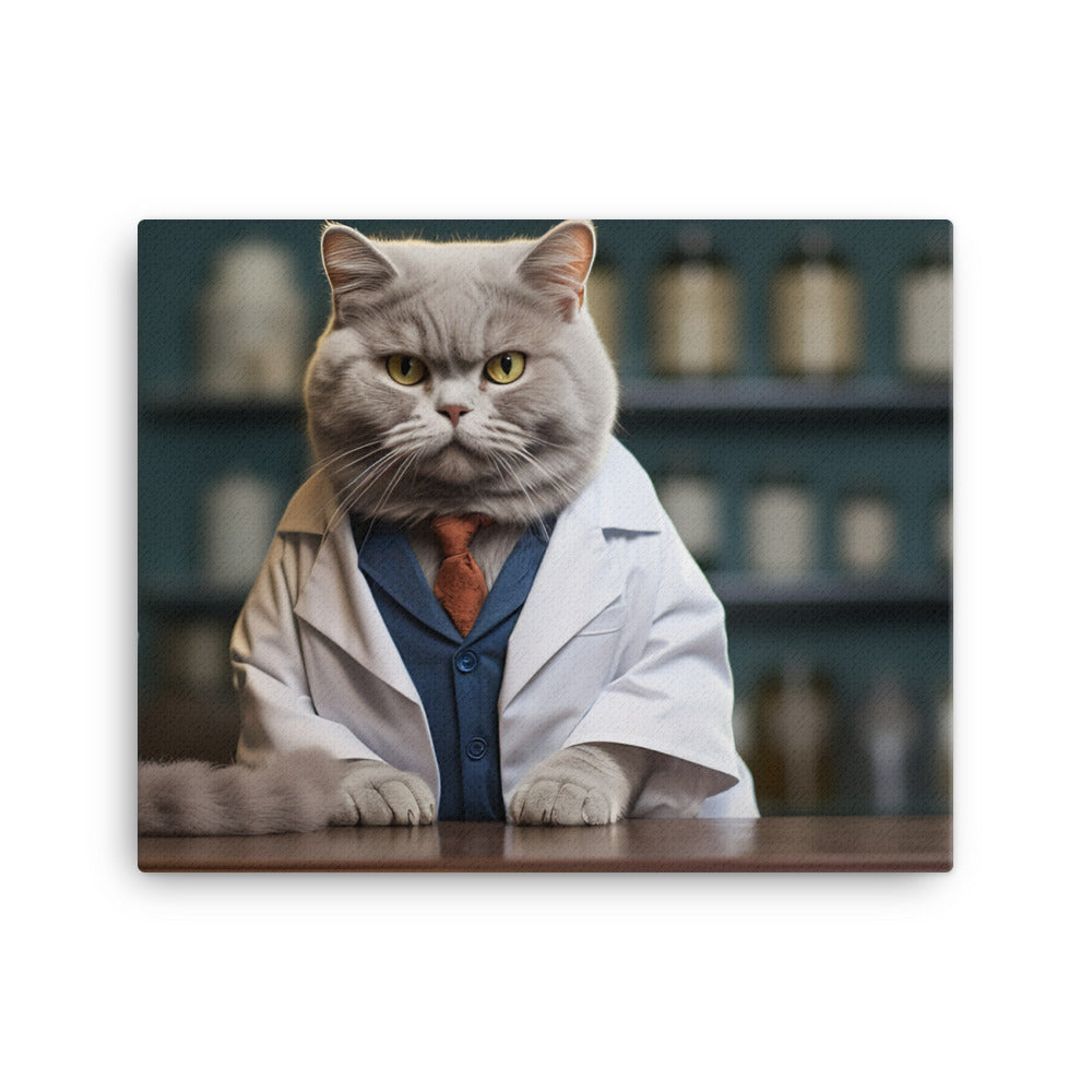 British Shorthair Pharmacist Canvas - PosterfyAI.com