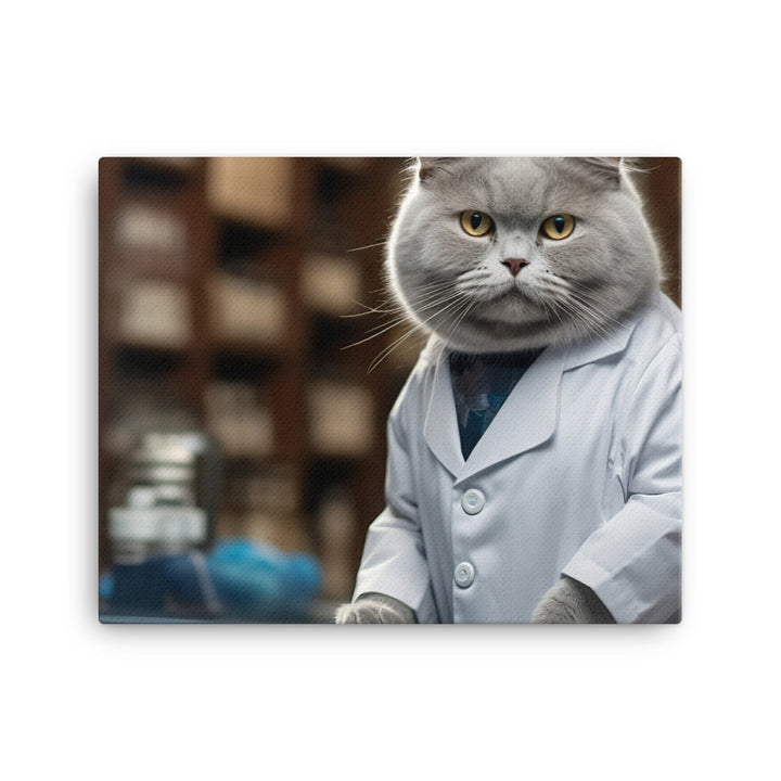 British Shorthair Pharmacist Canvas - PosterfyAI.com