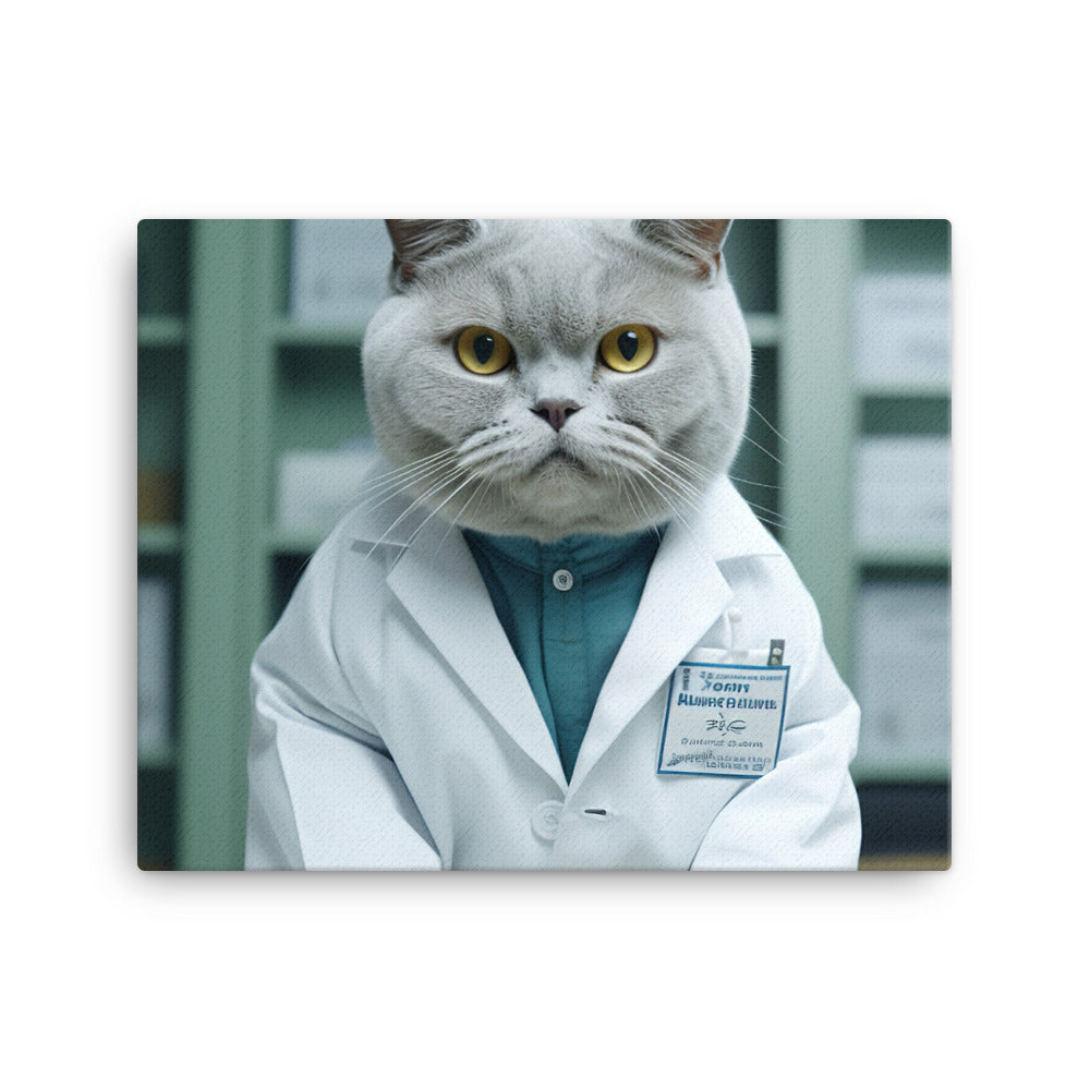 British Shorthair Pharmacist Canvas - PosterfyAI.com