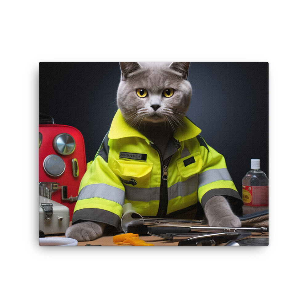 British Shorthair Paramedic Canvas - PosterfyAI.com