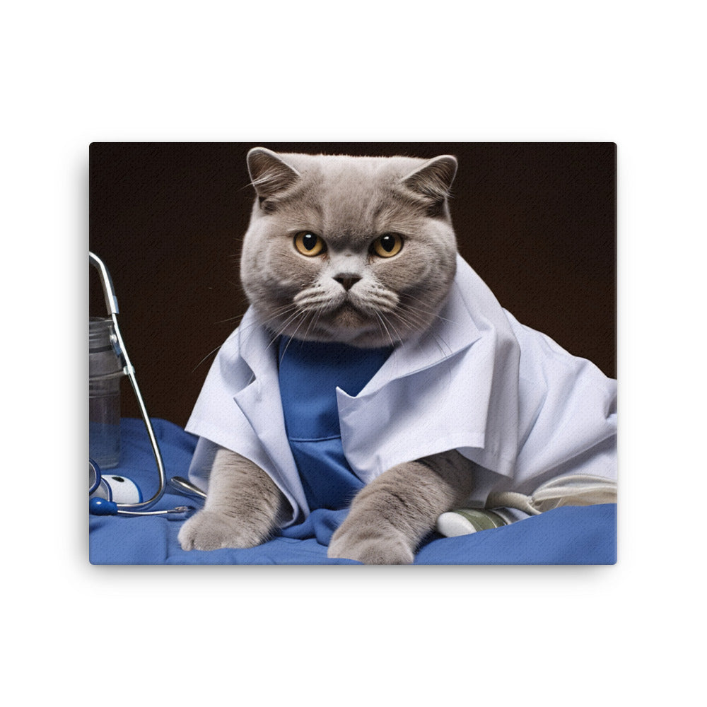 British Shorthair Nurse Canvas - PosterfyAI.com