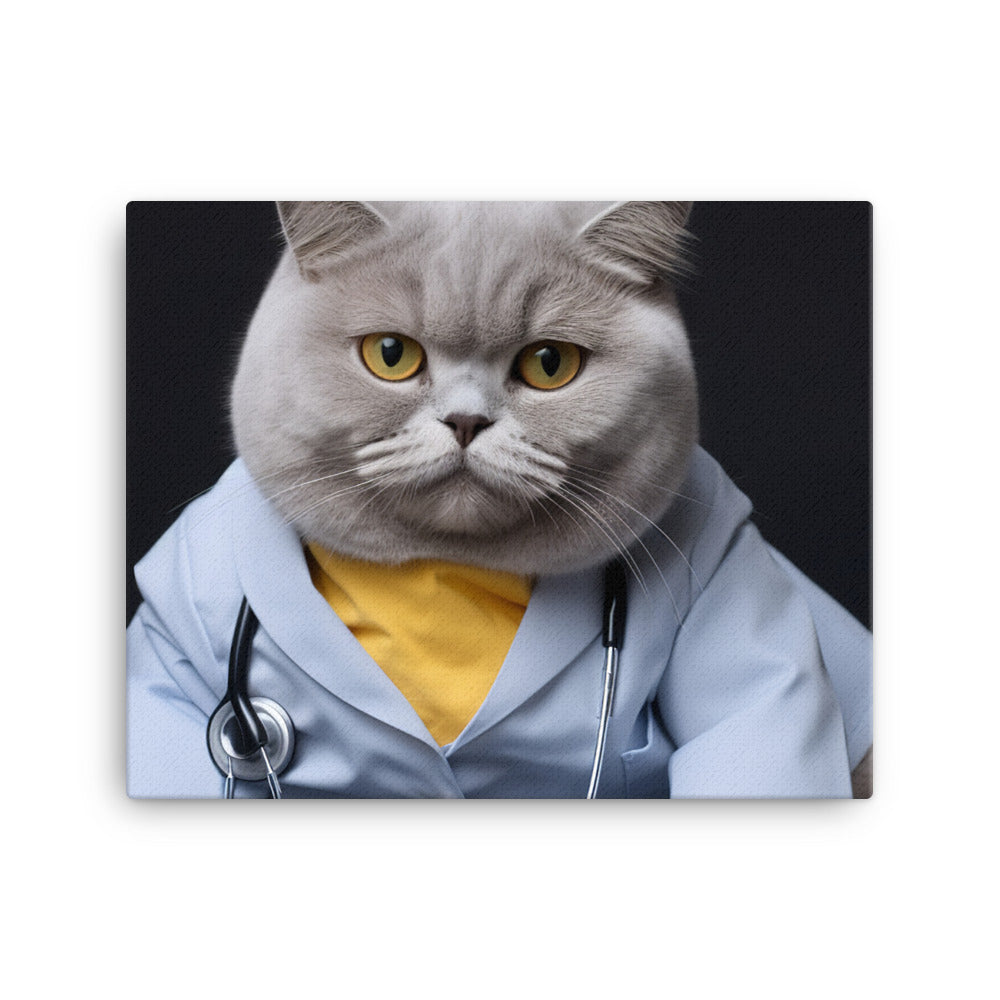 British Shorthair Nurse Canvas - PosterfyAI.com