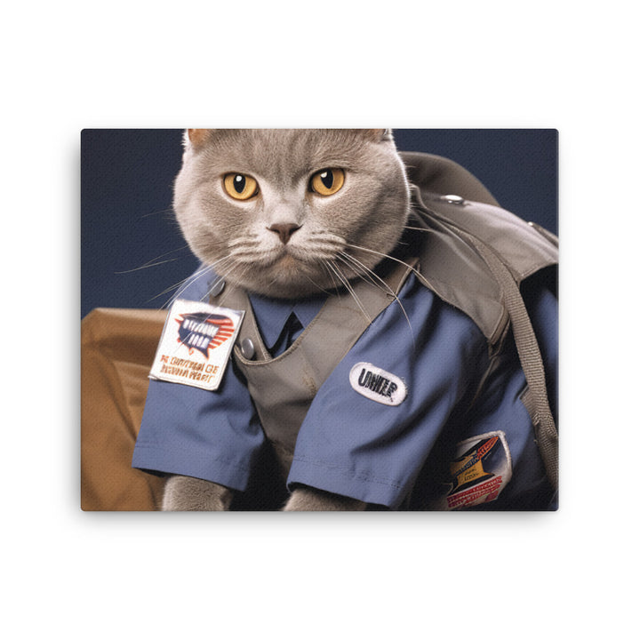 British Shorthair Mail Carrier Canvas - PosterfyAI.com