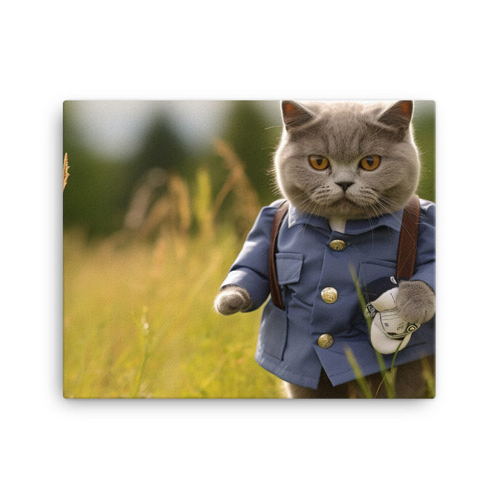 British Shorthair Mail Carrier Canvas - PosterfyAI.com