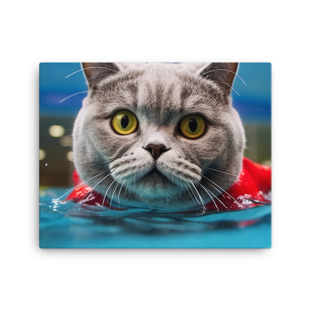 British Shorthair Lifeguard Canvas - PosterfyAI.com