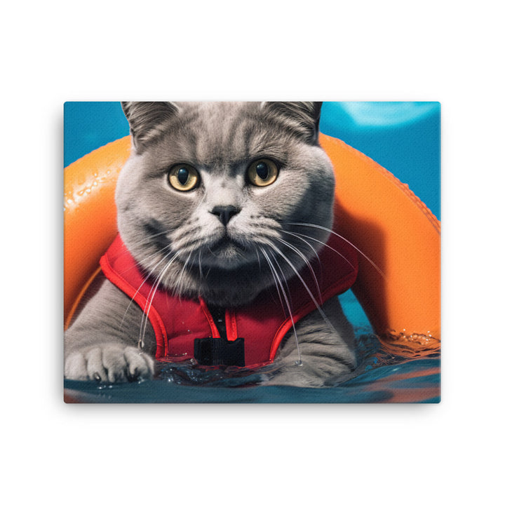 British Shorthair Lifeguard Canvas - PosterfyAI.com