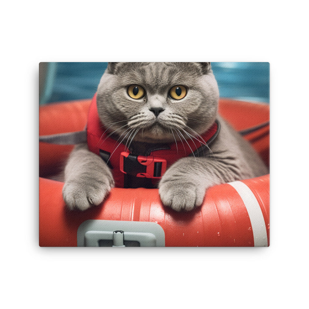 British Shorthair Lifeguard Canvas - PosterfyAI.com