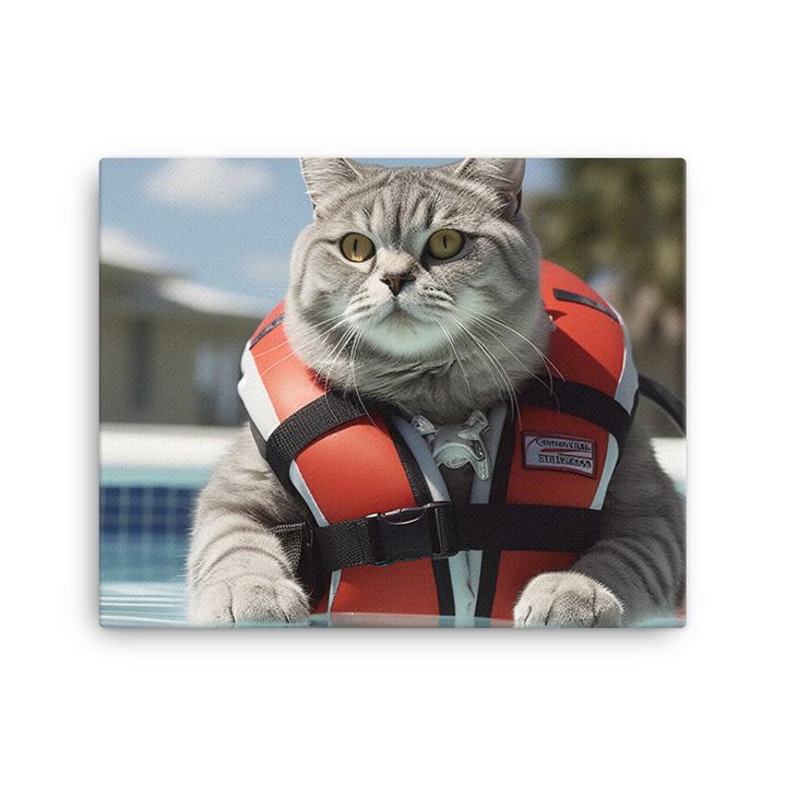 British Shorthair Lifeguard Canvas - PosterfyAI.com