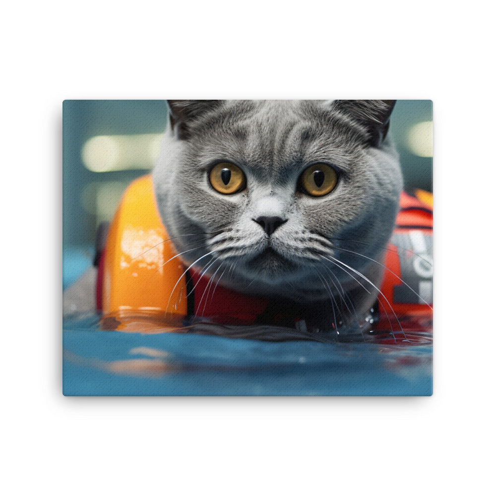 British Shorthair Lifeguard Canvas - PosterfyAI.com