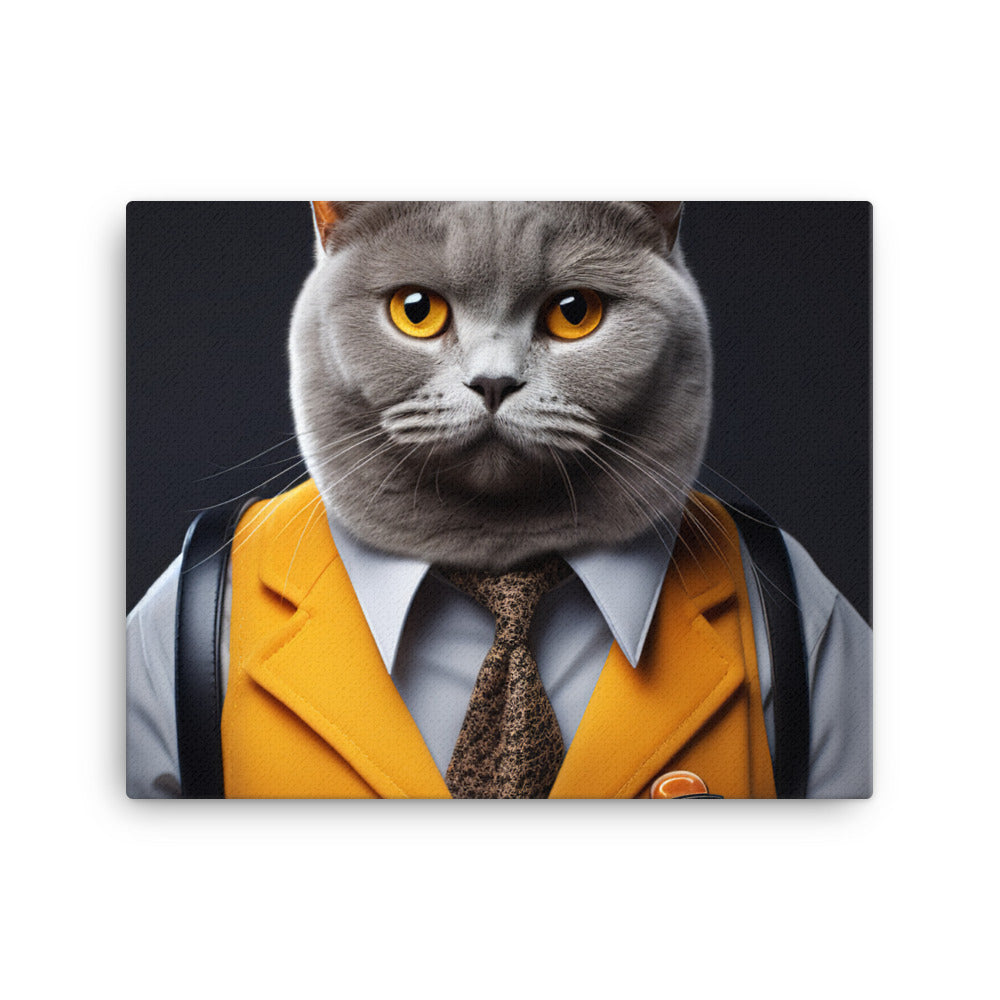 British Shorthair Janitor Canvas - PosterfyAI.com