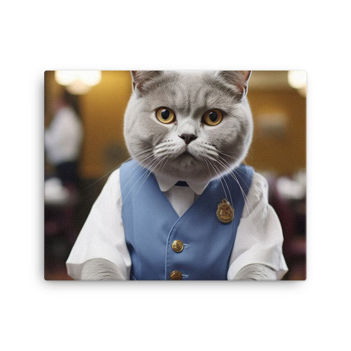 British Shorthair Hotel Staff Canvas - PosterfyAI.com