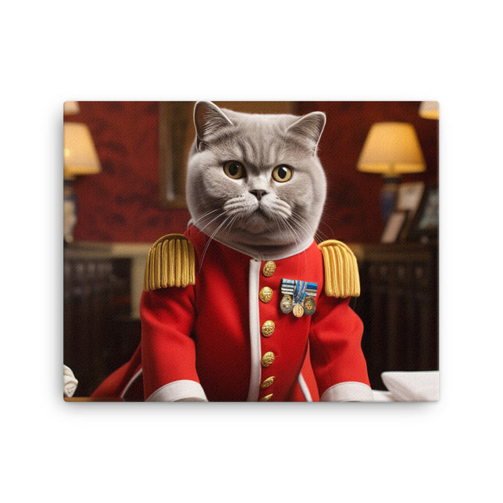 British Shorthair Hotel Staff Canvas - PosterfyAI.com